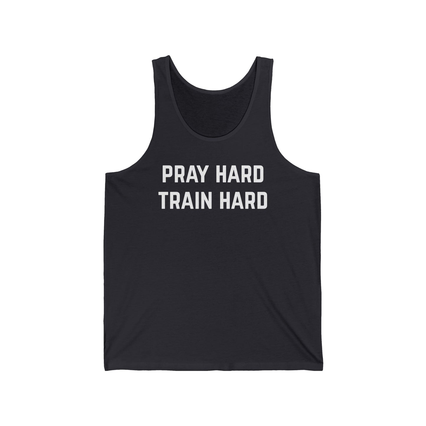 Pray Hard Train Hard Unisex Workout Tank Top, Fitness Lover Gym Rat Gift, Christian Fitness Apparel Exercise Shirts