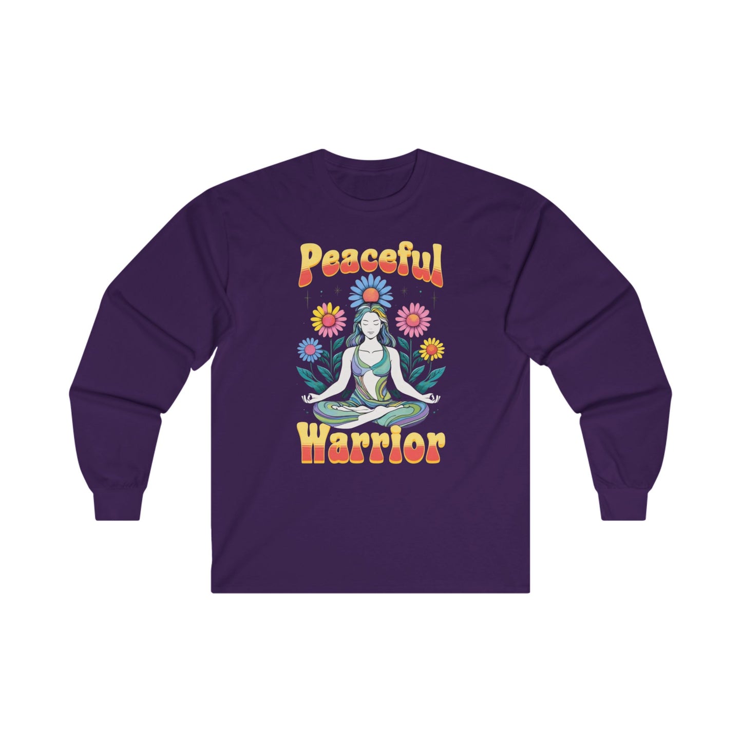 Yoga Workout Top Peaceful Warrior TShirt for Yoga T-shirt for Her gifts for Yogi Long Sleeved Workout Shirt Long Sleeves Gym TShirts for Her
