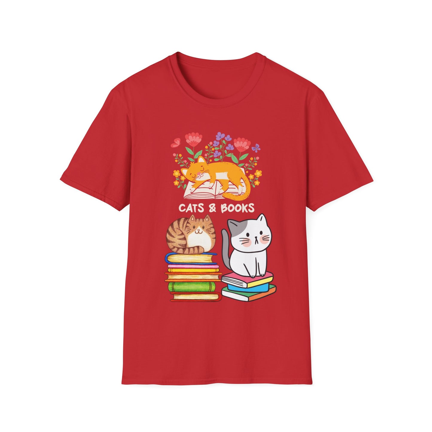 Reading Cats T shirt for Cat Lover gift Book Lover gift Reader T shirt Cute Cat Shirt for Cat Mom Gift Cats and Flowers Cats and Books Tee