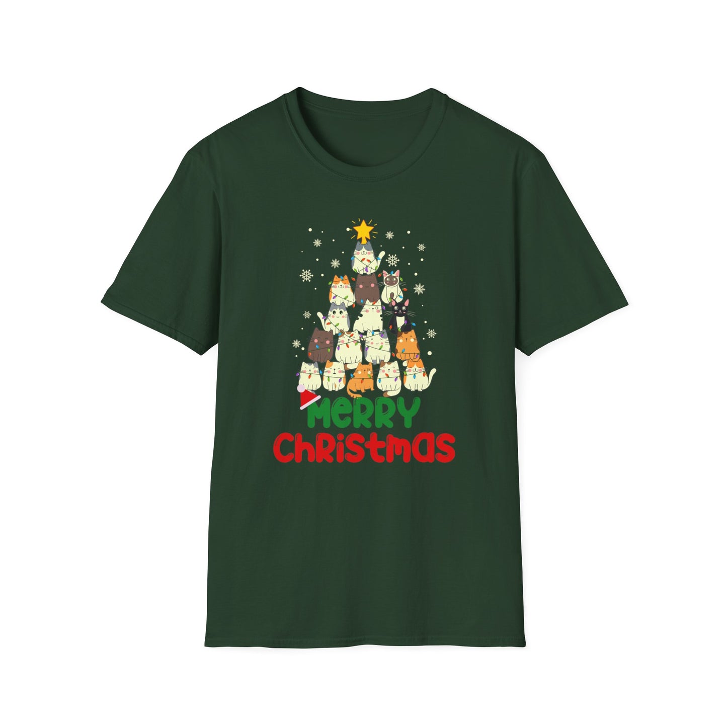 Merry Christmas Shirt for Cat Lovers gift for Christmas Cats Tshirts for Cat Mom gifts for Funny Christmas present for Women gift for Her