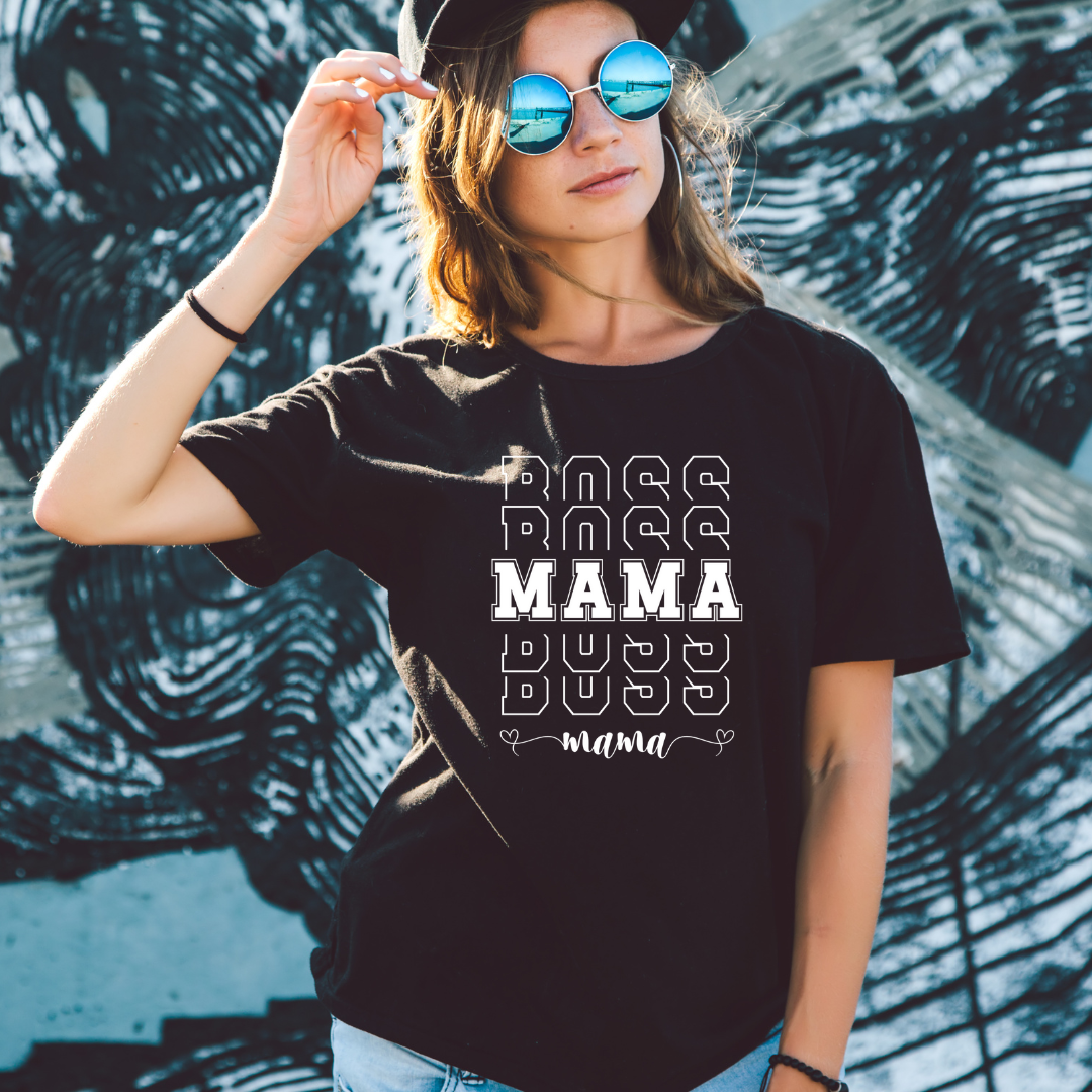 BOSS MAMA T Shirt Groovy Moms T-shirts for Mom gifts for Mothers Day gift for Her Cute Momma Shirts Mommy T Shirts Mom is the best