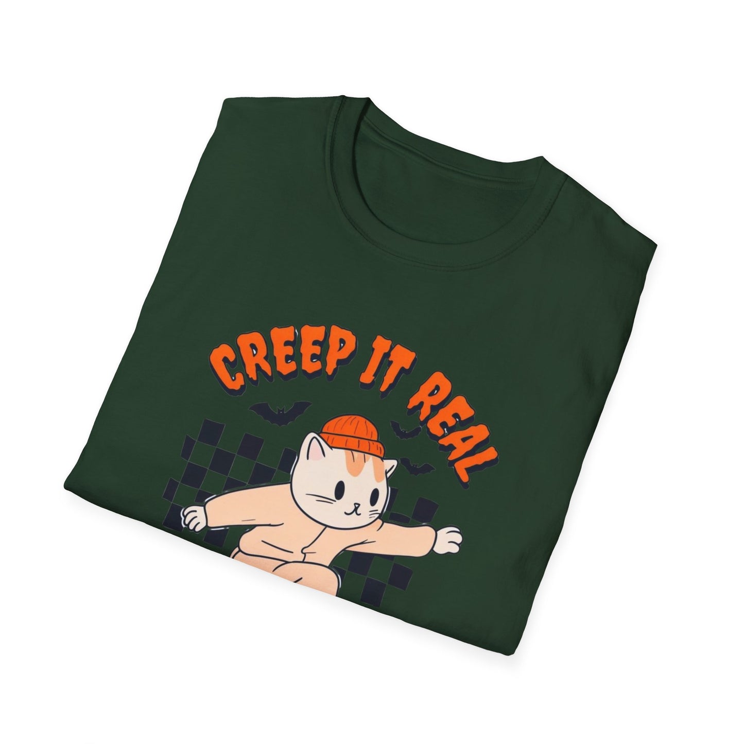 Creep It Real Tshirt Halloween T-shirt Ghost Skateboarding Shirt Halloween T Shirt for Skater gift for Cat Lover gifts Cat Halloween T-shirt