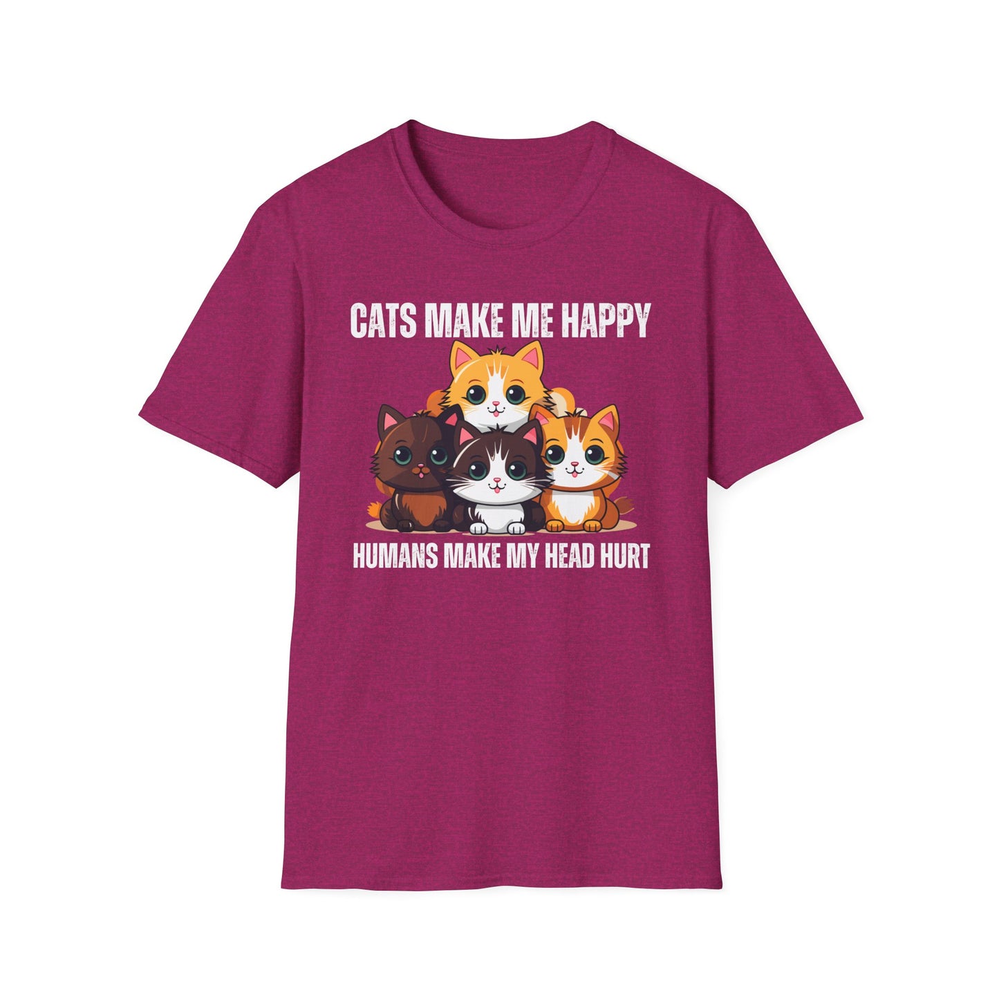 Funny Kitten Shirt for Cat Lover gift for Cat Mom T Shirts Cute Kitty T-shirt for Cat Addict gifts Cats Make Me Happy Humans Make My Head Hurt