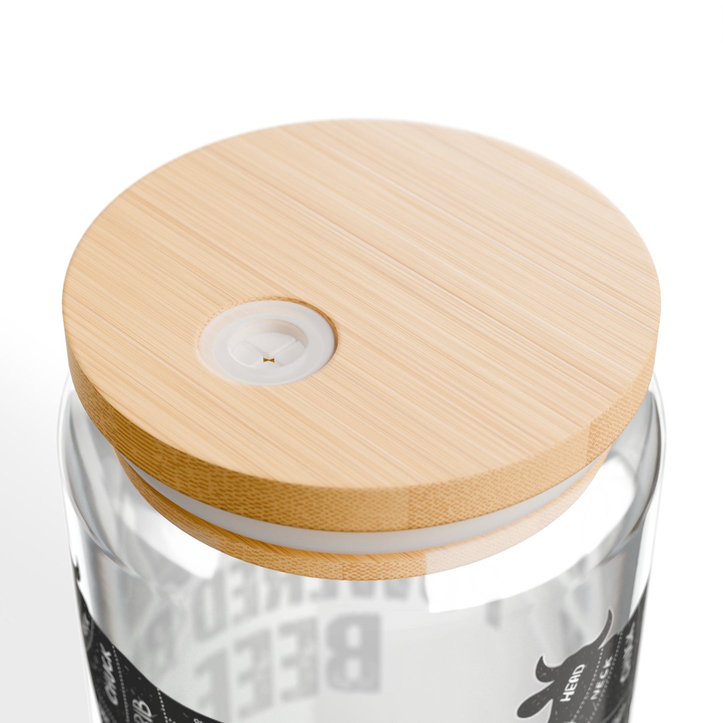 Powered By Beef Glass Carnivore gift idea for Dad or Mom gifts for Meat Lover Cute Sipper Glasses with Bamboo Lid Funny Drink ware