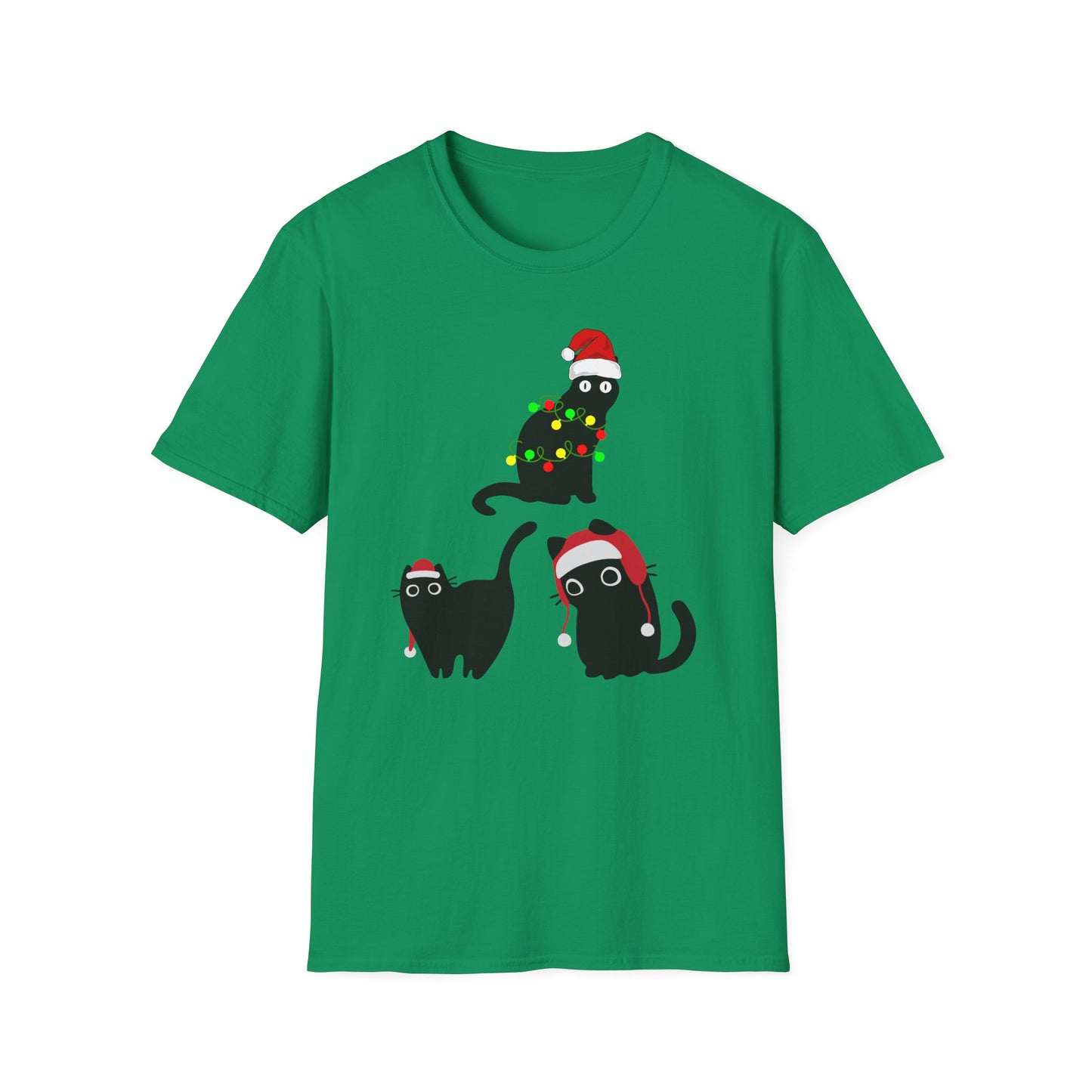 Christmas Cat T-shirt for Black Cat Lover gift for Christmas Kitty Tshirts for Cat Mom present for Christmas T Shirt for Funny Cats Tees