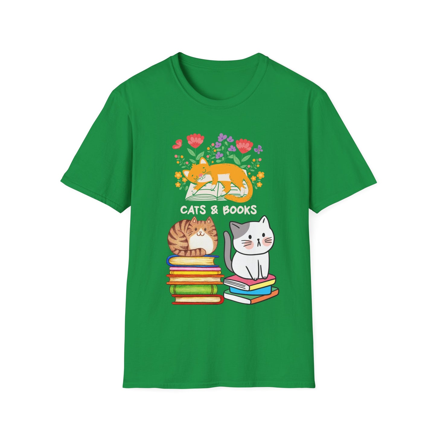 Reading Cats T shirt for Cat Lover gift Book Lover gift Reader T shirt Cute Cat Shirt for Cat Mom Gift Cats and Flowers Cats and Books Tee