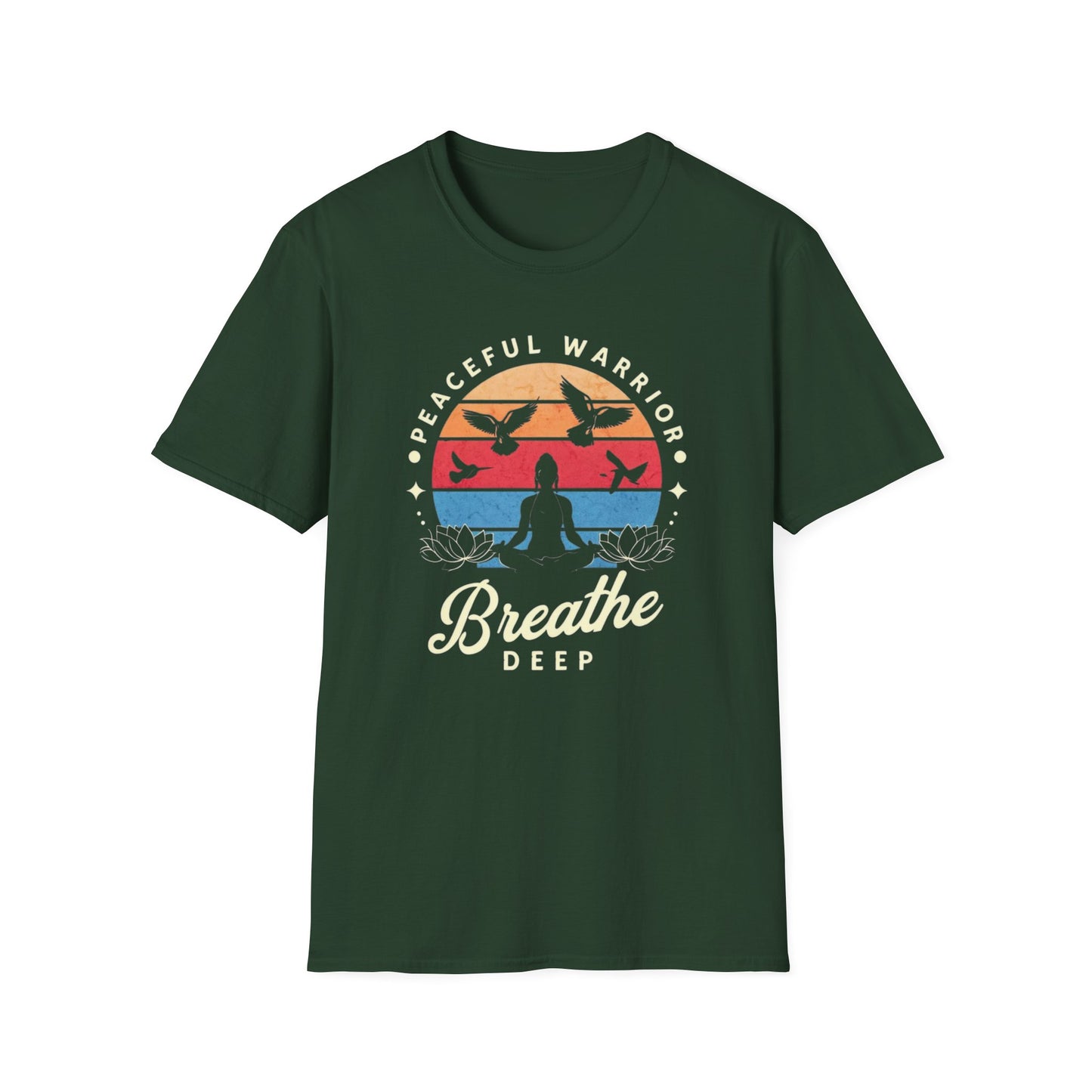 Yoga T Shirt for Yoga Lover gifts for Gym Tshirt Workout Tops for Women gift Peaceful Warrior Tee Breathe Deeply Tee Shirts for Yoga gift