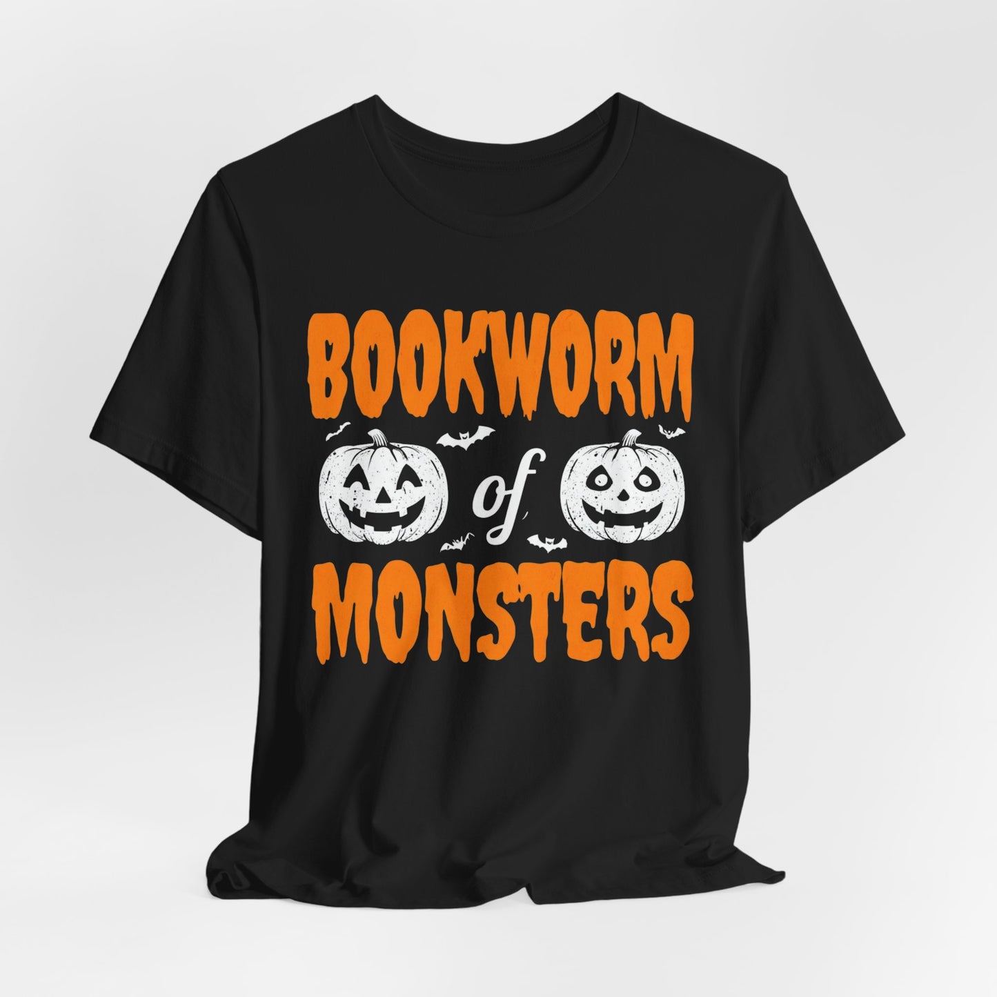 Bookworm of Monsters Halloween Tee, Reading Lover T-Shirt, Unisex Jersey Shirt, Halloween Book Shirt, Monster Lover Gift