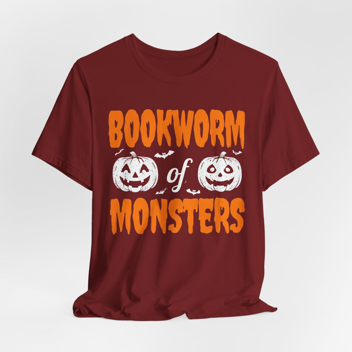 Bookworm of Monsters Halloween Tee, Reading Lover T-Shirt, Unisex Jersey Shirt, Halloween Book Shirt, Monster Lover Gift