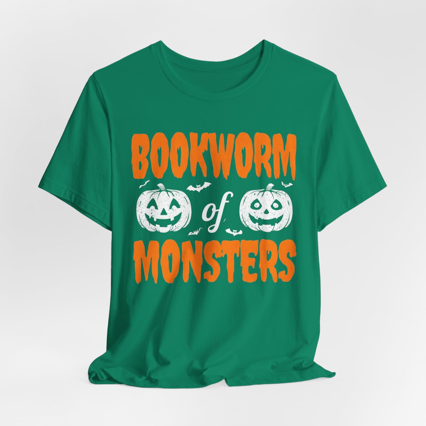 Bookworm of Monsters Halloween Tee, Reading Lover T-Shirt, Unisex Jersey Shirt, Halloween Book Shirt, Monster Lover Gift