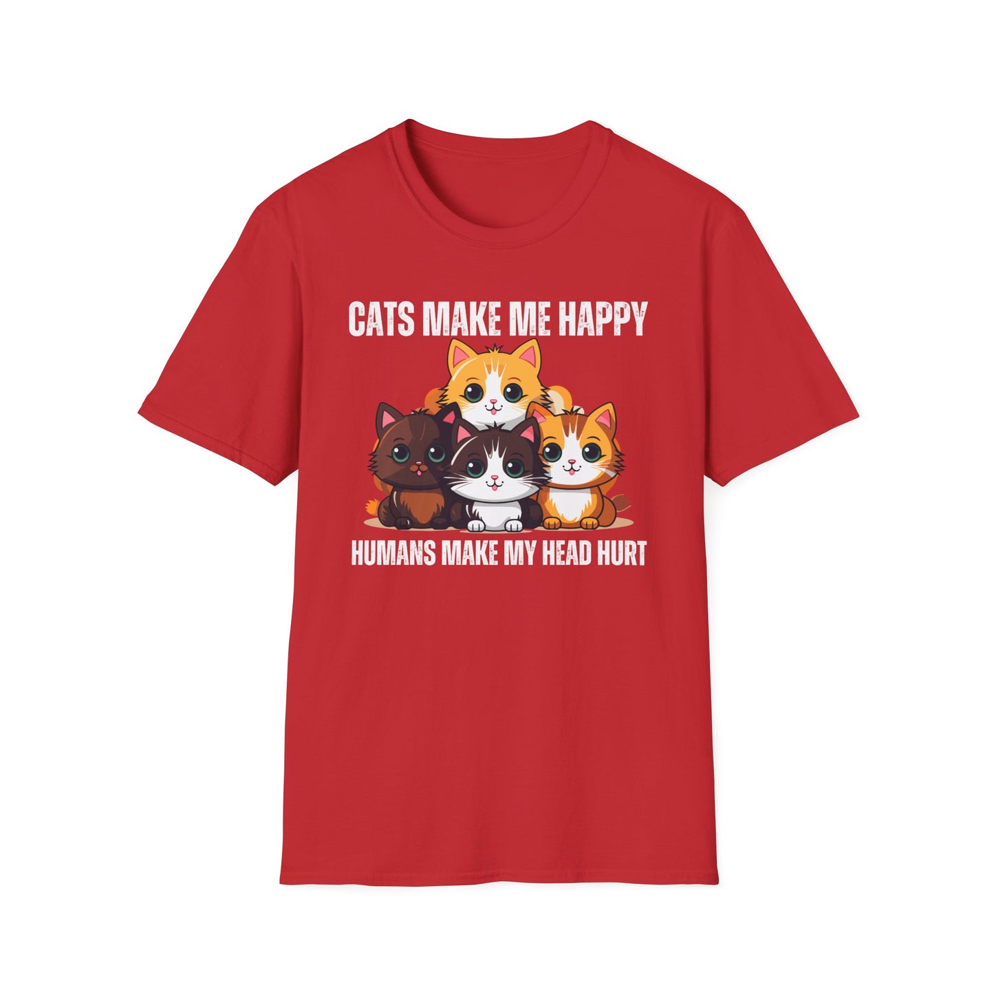 Funny Kitten Shirt for Cat Lover gift for Cat Mom T Shirts Cute Kitty T-shirt for Cat Addict gifts Cats Make Me Happy Humans Make My Head Hurt