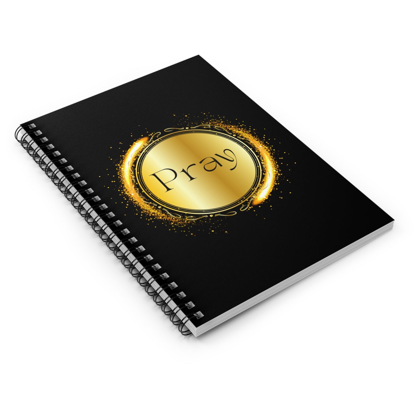 Prayer Journal - Beautiful Gold & Black Prayer Journal Pray Spiral Notebook - Ruled Line - Christian gift