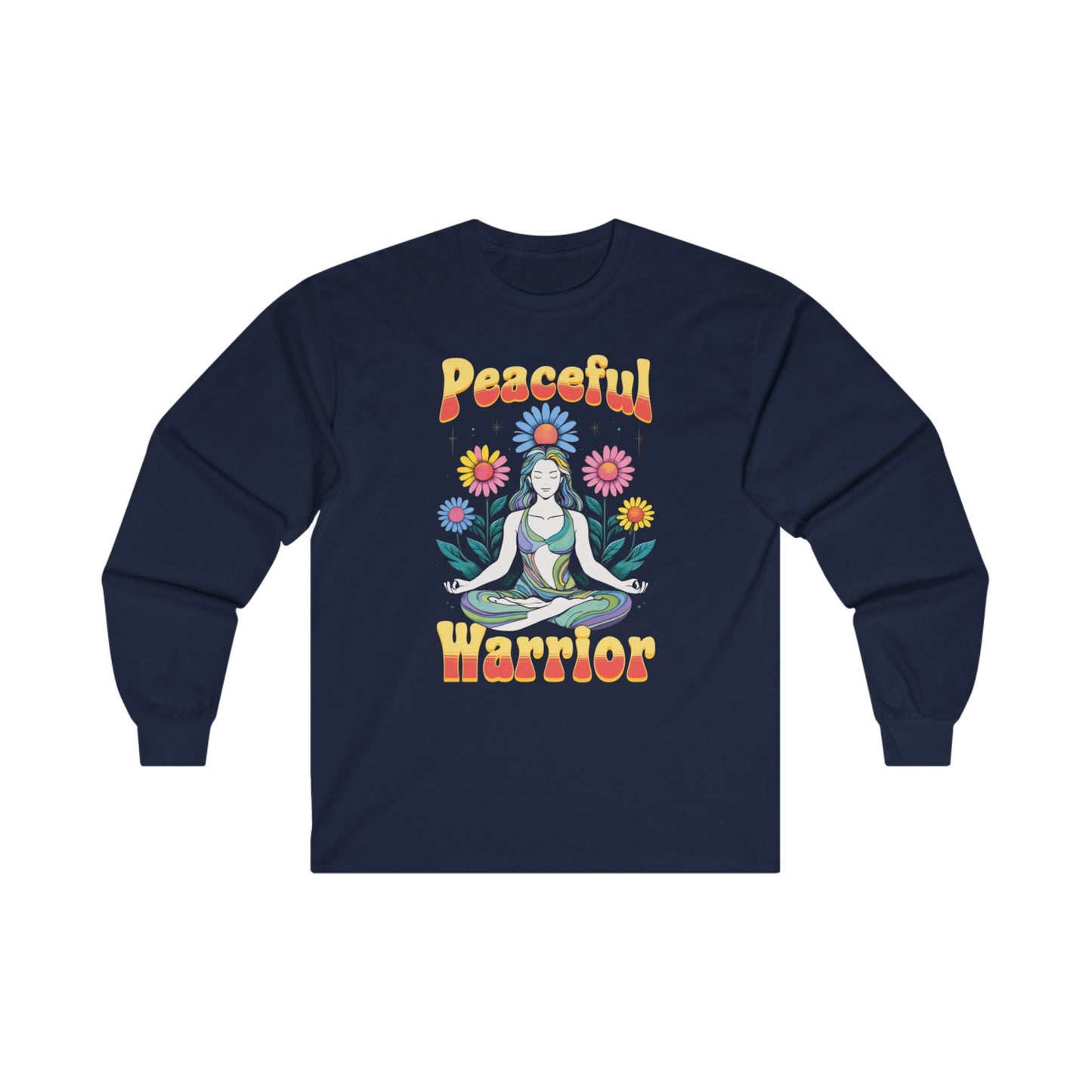 Yoga Workout Top Peaceful Warrior TShirt for Yoga T-shirt for Her gifts for Yogi Long Sleeved Workout Shirt Long Sleeves Gym TShirts for Her