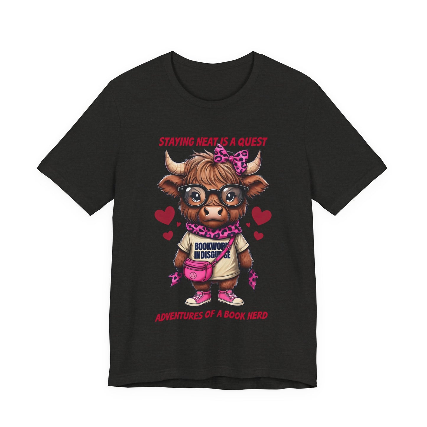 Bookworm Cow Shirr Unisex Tee, Book Nerd Funny T-Shirt, Reading Lover Gift, Novelty Graphic Top, Literature Enthusiast Shirt