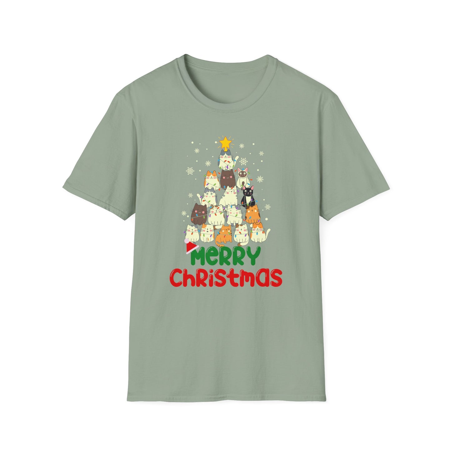 Merry Christmas Shirt for Cat Lovers gift for Christmas Cats Tshirts for Cat Mom gifts for Funny Christmas present for Women gift for Her