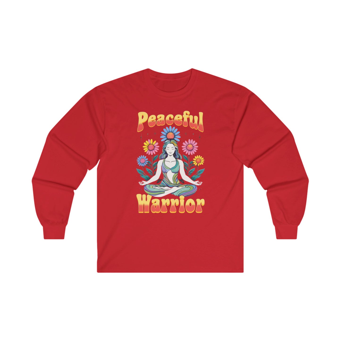 Yoga Workout Top Peaceful Warrior TShirt for Yoga T-shirt for Her gifts for Yogi Long Sleeved Workout Shirt Long Sleeves Gym TShirts for Her