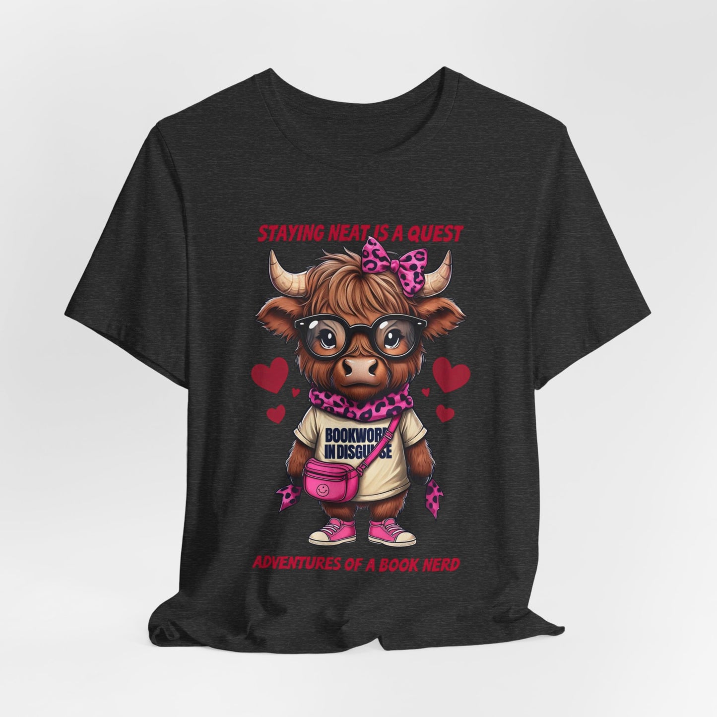 Bookworm Cow Shirr Unisex Tee, Book Nerd Funny T-Shirt, Reading Lover Gift, Novelty Graphic Top, Literature Enthusiast Shirt