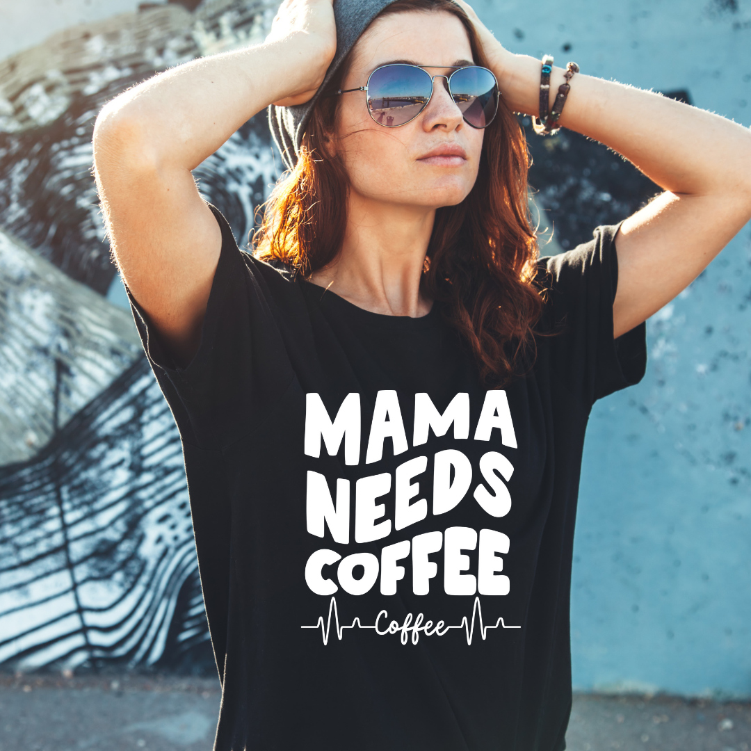 MAMA Needs COFFEE Shirt for Coffee Lover gift for Mothers Day gifts for Mom Groovy Mommy Shirts for Women