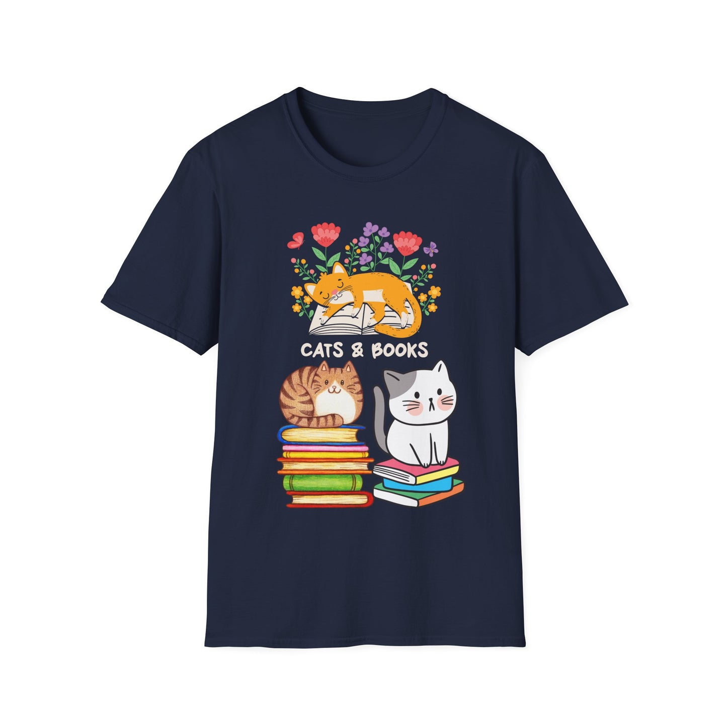 Reading Cats T shirt for Cat Lover gift Book Lover gift Reader T shirt Cute Cat Shirt for Cat Mom Gift Cats and Flowers Cats and Books Tee