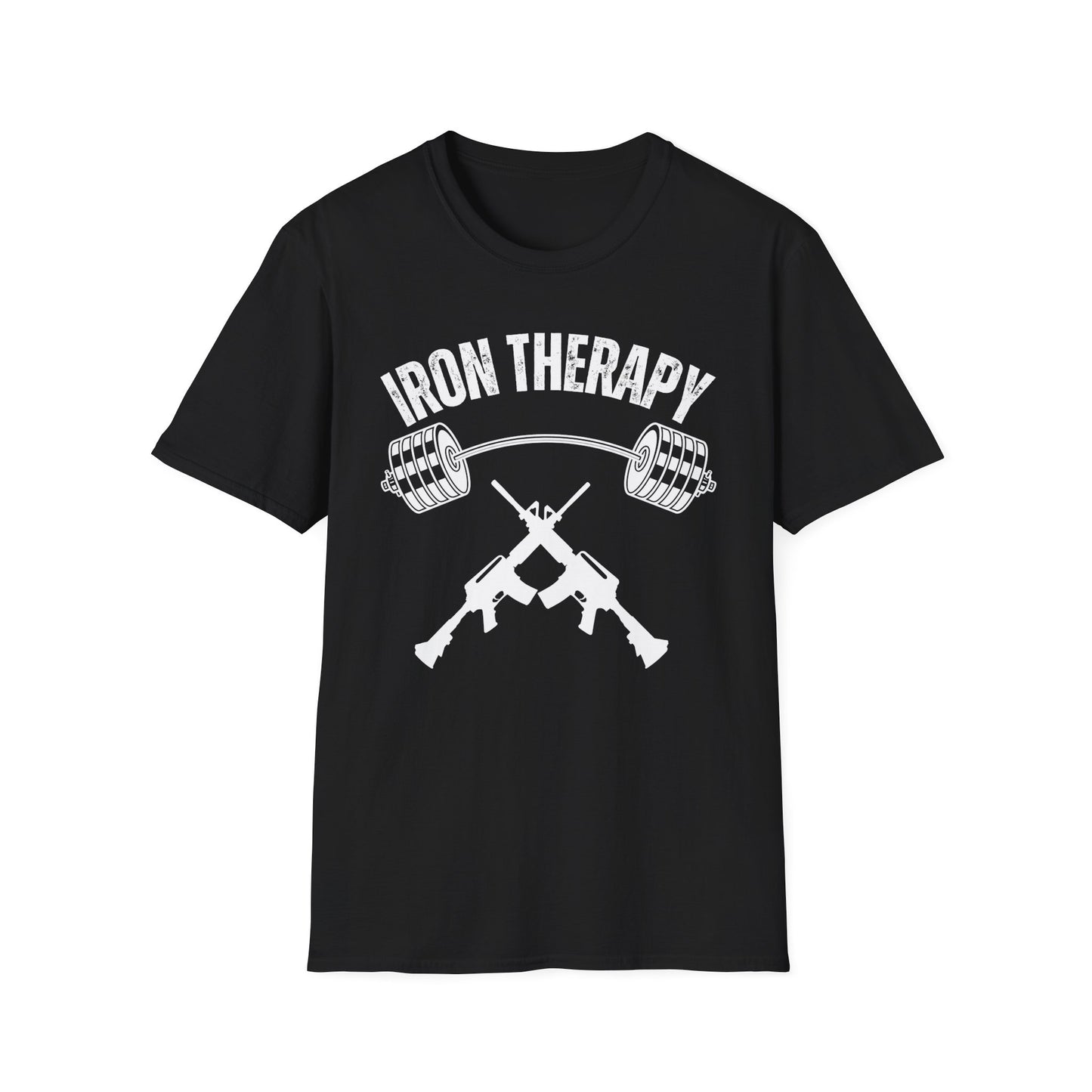 Weightlifting and Guns Unisex Softstyle T-Shirt for Shooting Lovers and Gym Addicts, Fitness Tee, Workout Top, Exercise Shirt, Gun Range