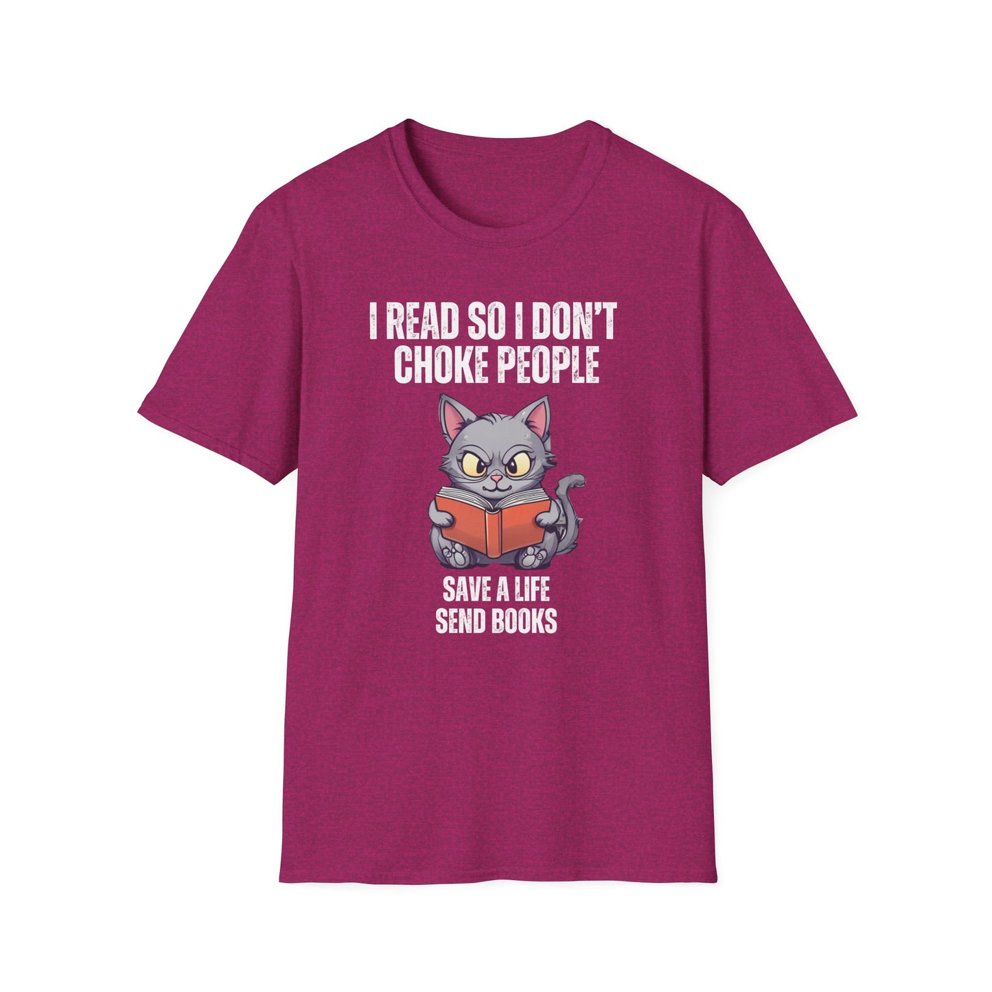 Angry Cat Reading T-shirt Funny Kitty Shirts for Reader gift Book Lover gifts for Bookish T Shirts Save A Life Send Books Book Pun T Shirt