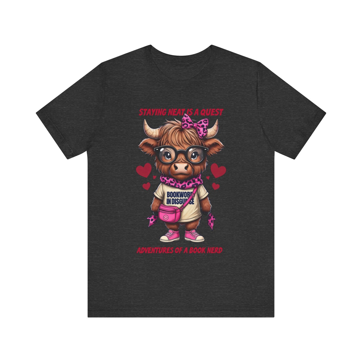 Bookworm Cow Shirr Unisex Tee, Book Nerd Funny T-Shirt, Reading Lover Gift, Novelty Graphic Top, Literature Enthusiast Shirt
