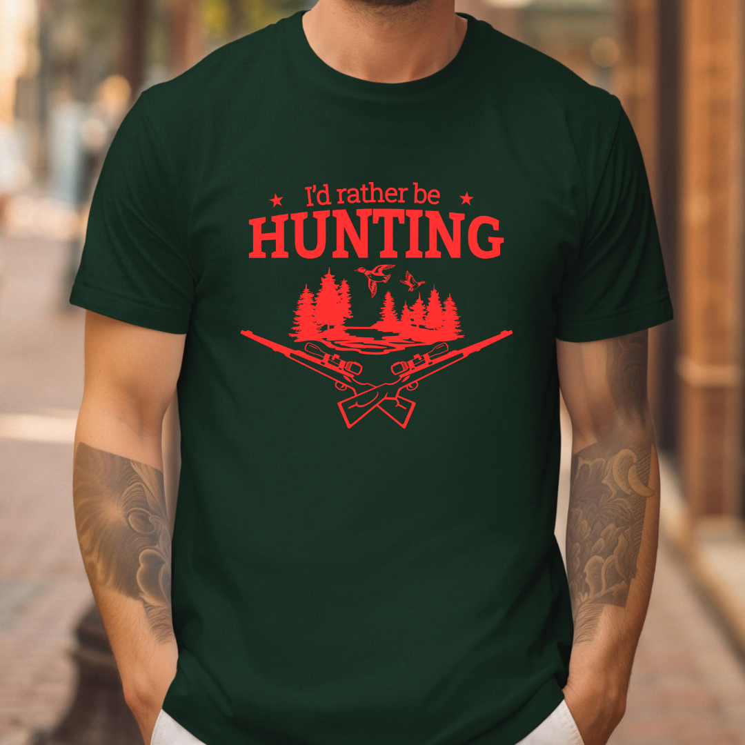 Hunting Shirt for Hunter gift for Christmas presents for Hunting TShirts Outdoors presents for Christmas him I'd Rather Be Hunting T-shirts