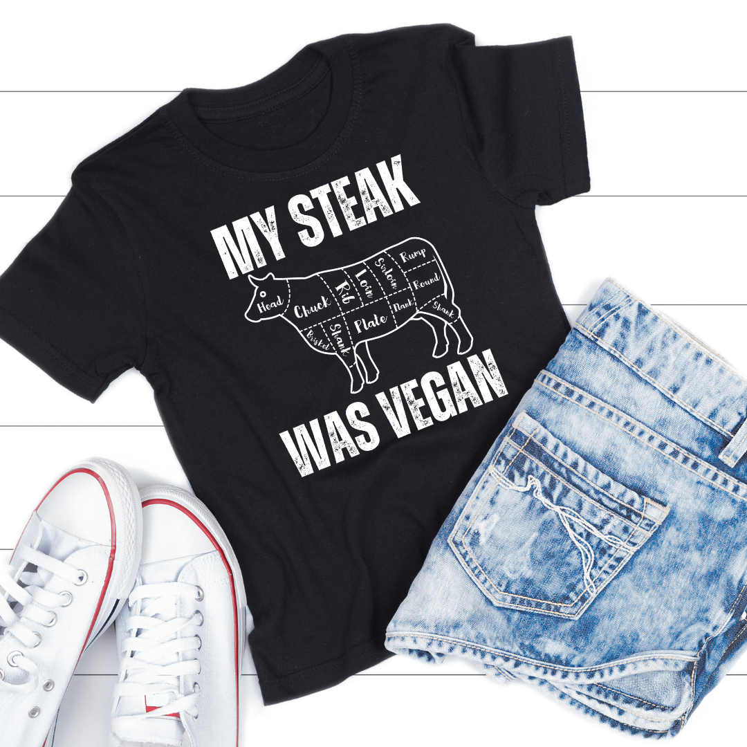 Funny T-shirt for Steak Lover gift for Meat Lover Shirt for Carnivore T Shirt My Steak Was Vegan Tee, Second Hand Vegan