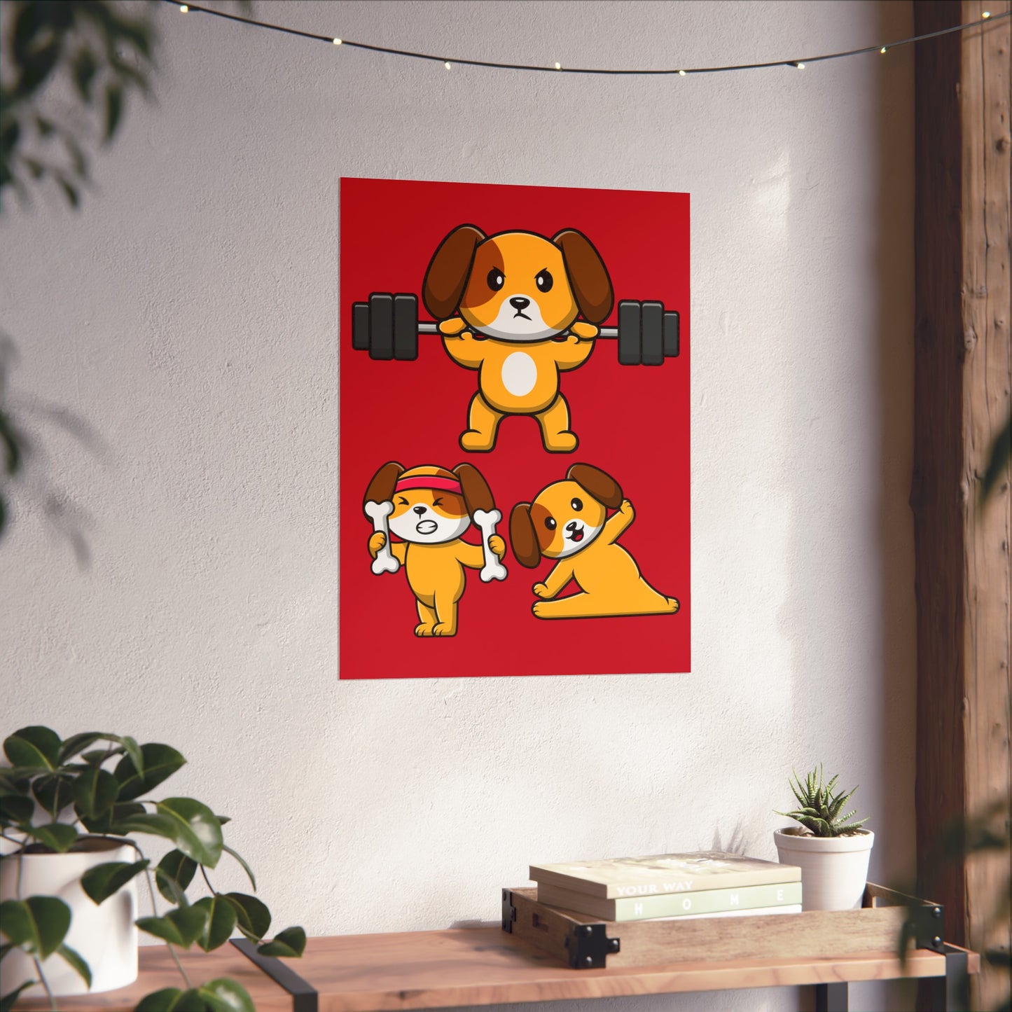 Gym Poster Funny Dog Lifting Weights Dogs Working Out Posters Powerlifting Puppy Poster for Workout Lover Gym Rat Home Gym Decor Wall Art