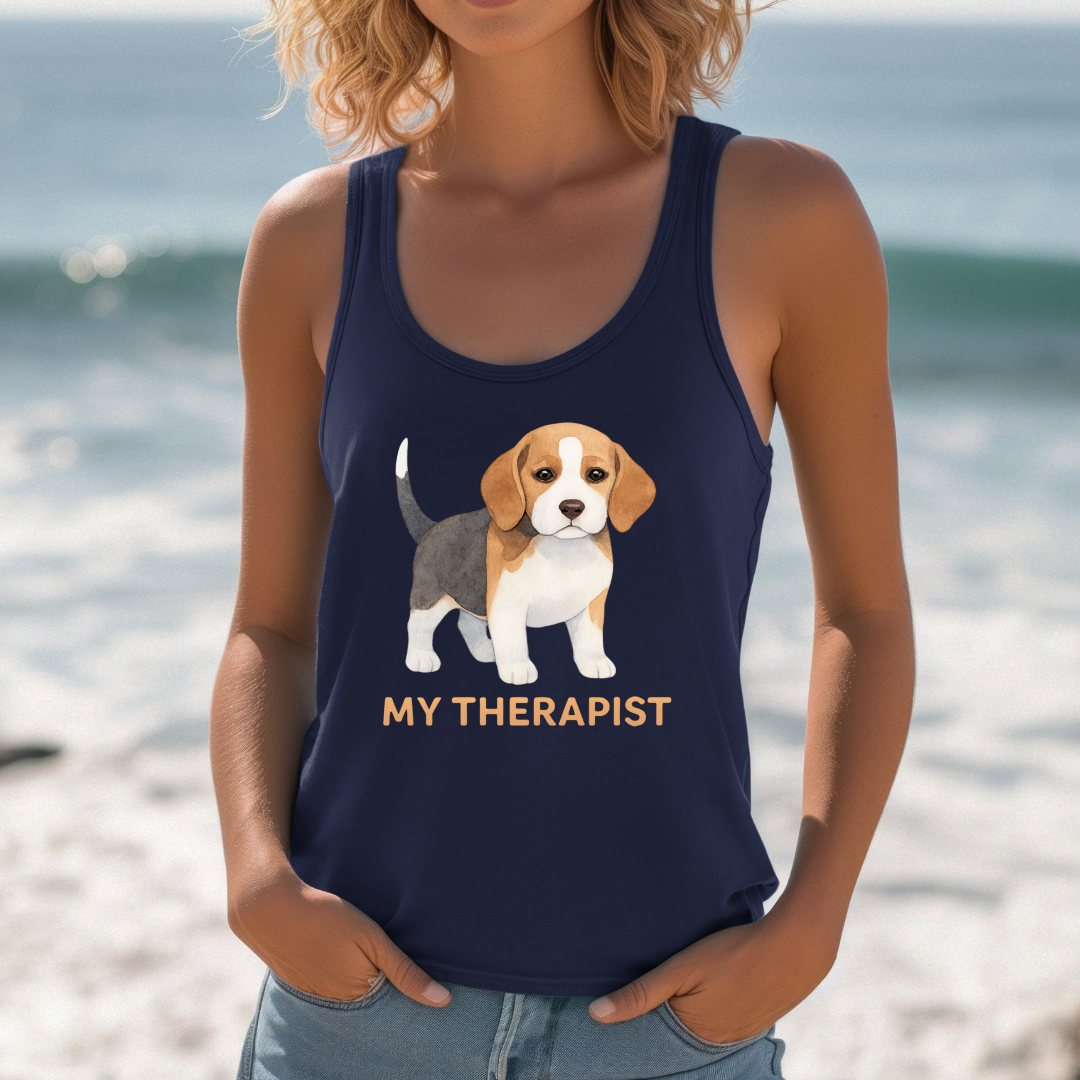 My therapist is a dog tank top funny dog tank tops for beagle dog lover gift for beagle dog mom shirt beagle t-shirt for dog mom shirts