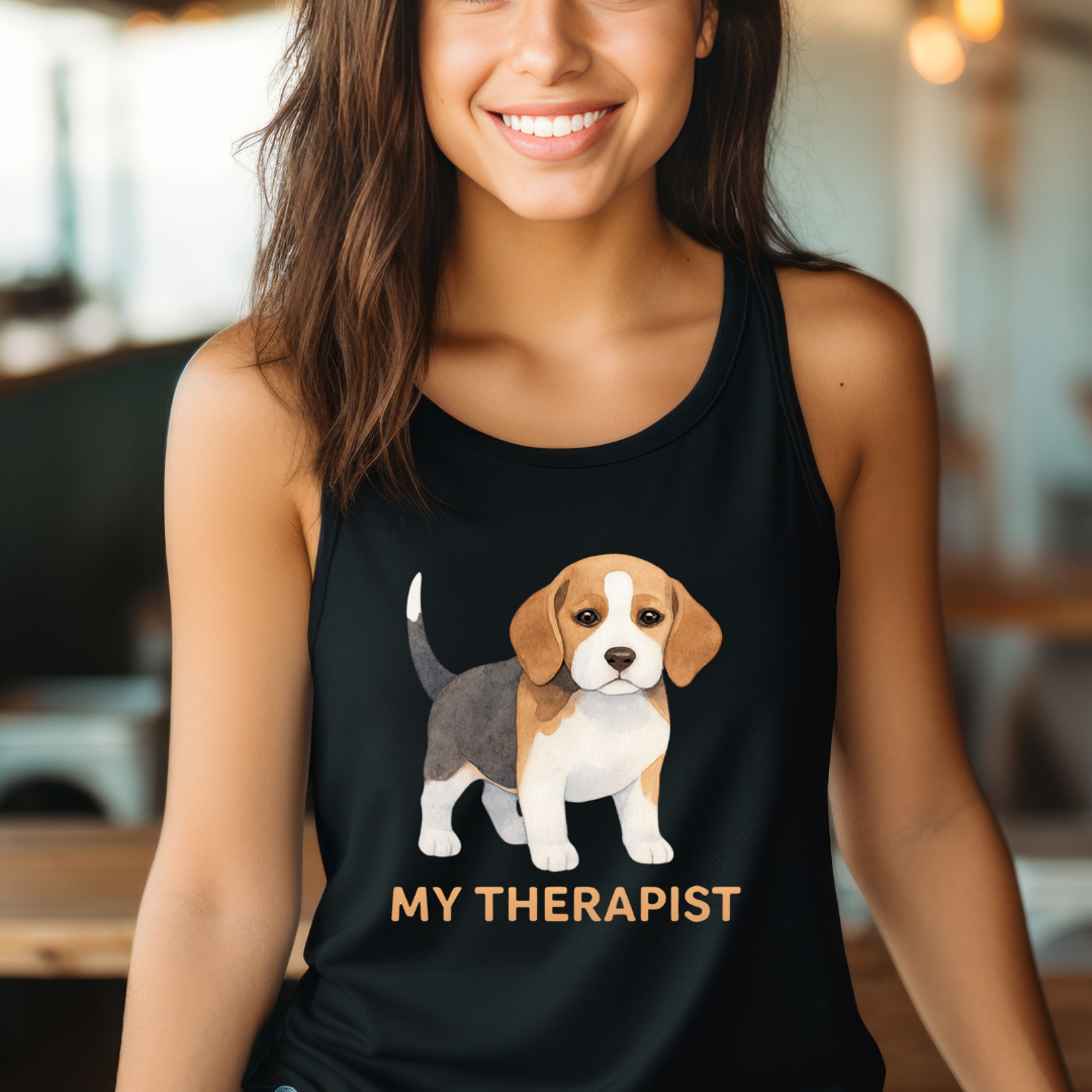 My therapist is a dog tank top funny dog tank tops for beagle dog lover gift for beagle dog mom shirt beagle t-shirt for dog mom shirts