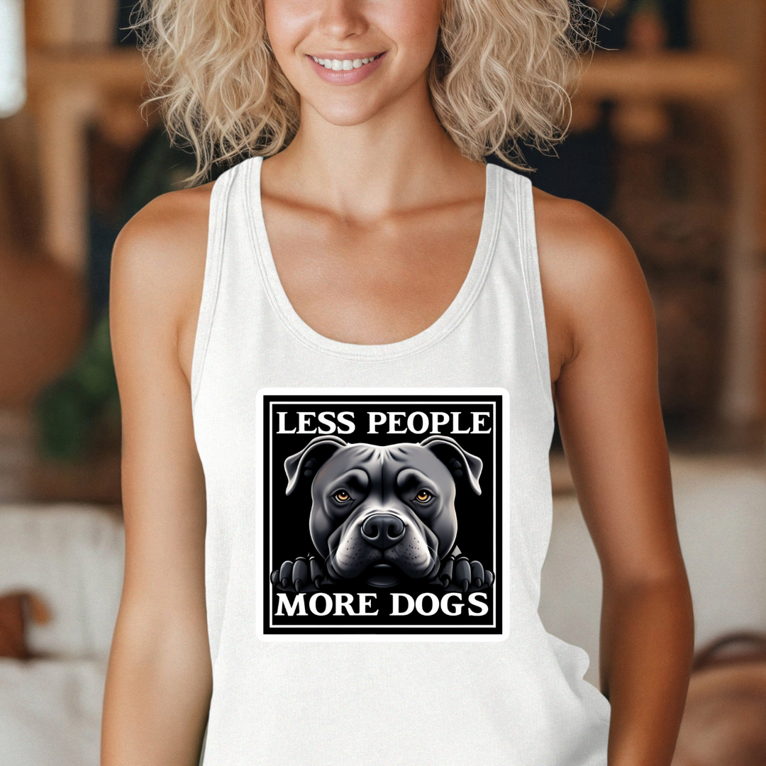 Pit Bull Owner Tank Top, Less People More Dogs Shirt, Unisex Jersey Tank for Dog Lovers, Cute Puppy Gift, Sleeveless Tee, Dog Mom Apparel
