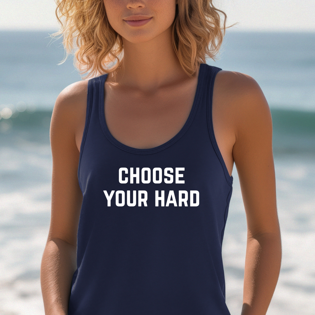 Motivational Gym Tank Top, Unisex Workout Shirt, Fitness Sleeveless Tee, Inspirational Muscle Tank, Choose Your Hard Tank Top