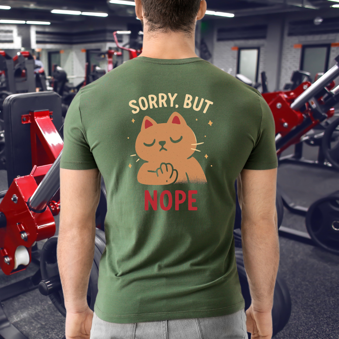 Funny Cat Sorry But Nope Unisex Softstyle T-Shirt, Cute Kitty Tee, Hilarious Cat Lover Gift, Sarcastic Animal Top, Comfy Feline Shirt