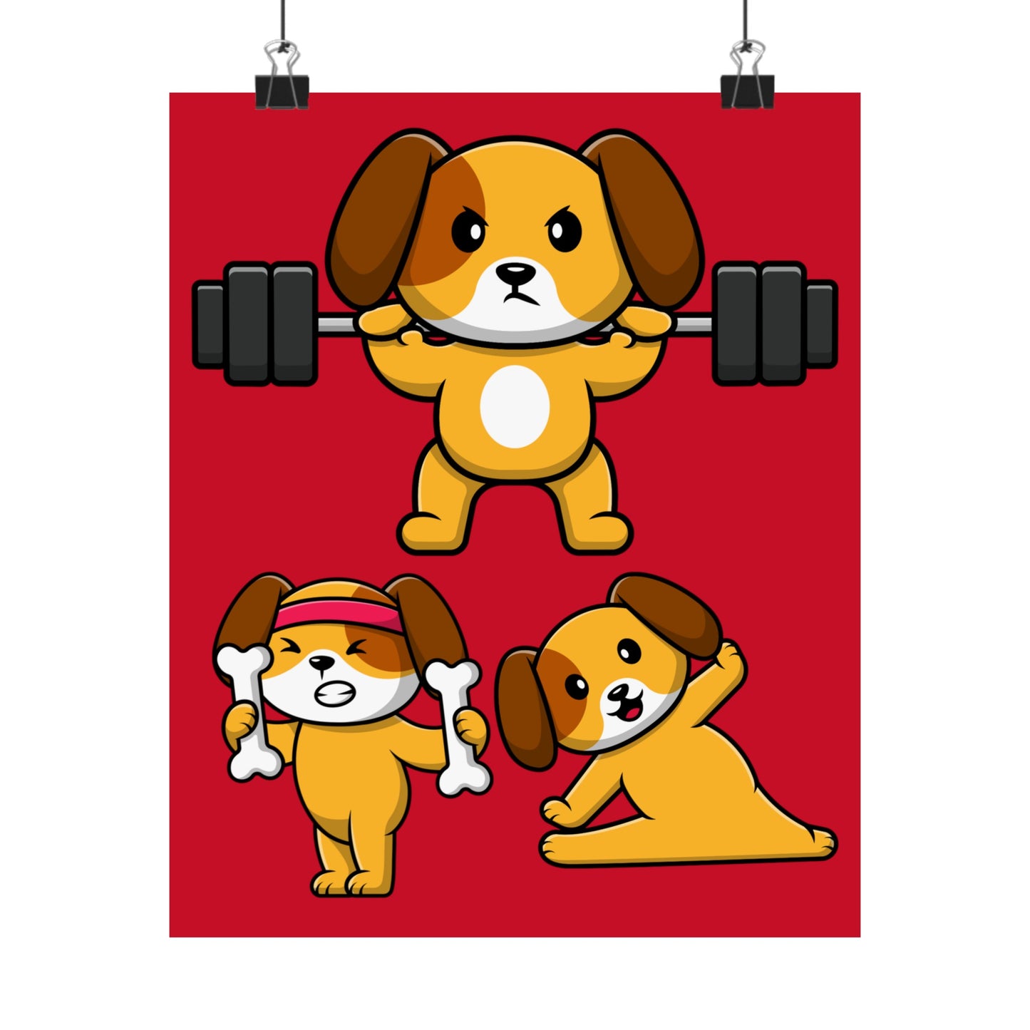 Gym Poster Funny Dog Lifting Weights Dogs Working Out Posters Powerlifting Puppy Poster for Workout Lover Gym Rat Home Gym Decor Wall Art