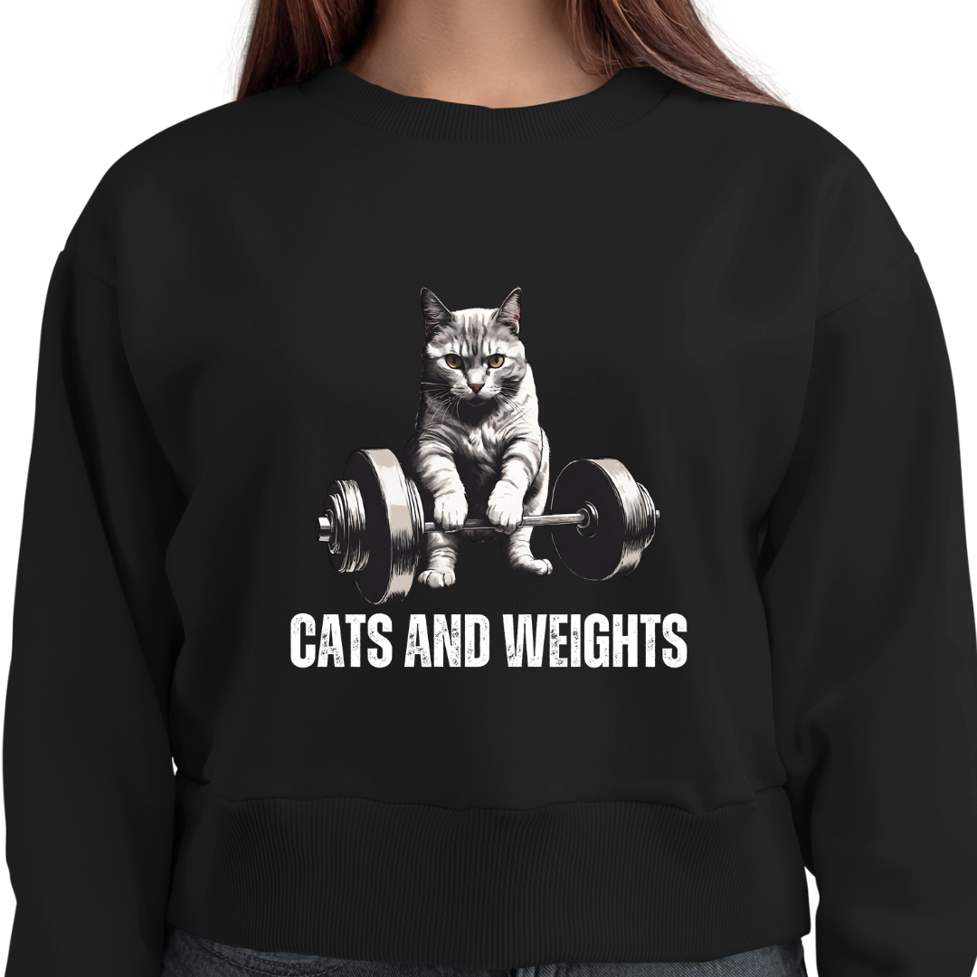 Cat Deadlifting SweatShirt for Cat Lover gift for Powerlifting Cat Sweater - Funny Sweatshirt - Cat Weightlifting for Cat Lover Pullover