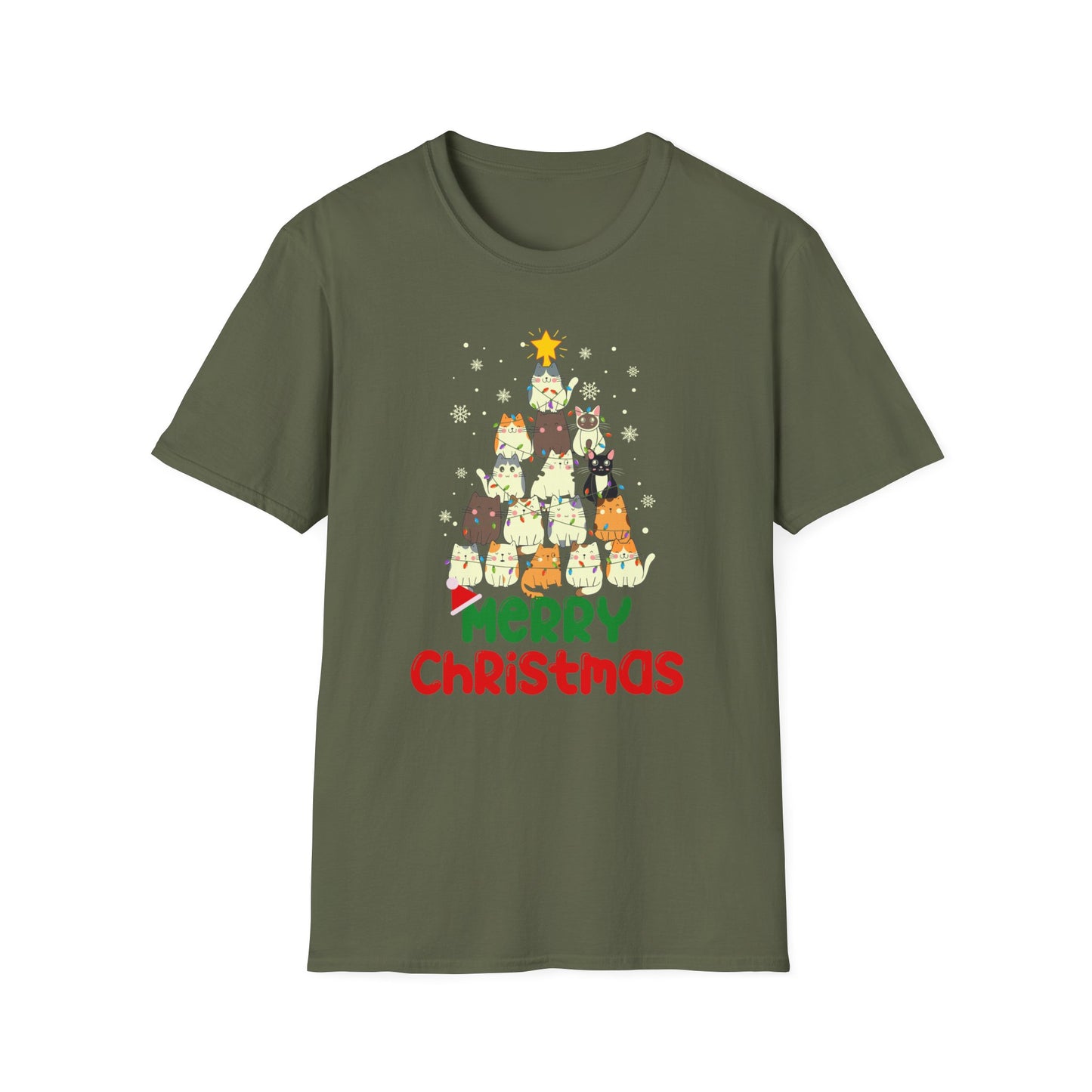 Merry Christmas Shirt for Cat Lovers gift for Christmas Cats Tshirts for Cat Mom gifts for Funny Christmas present for Women gift for Her