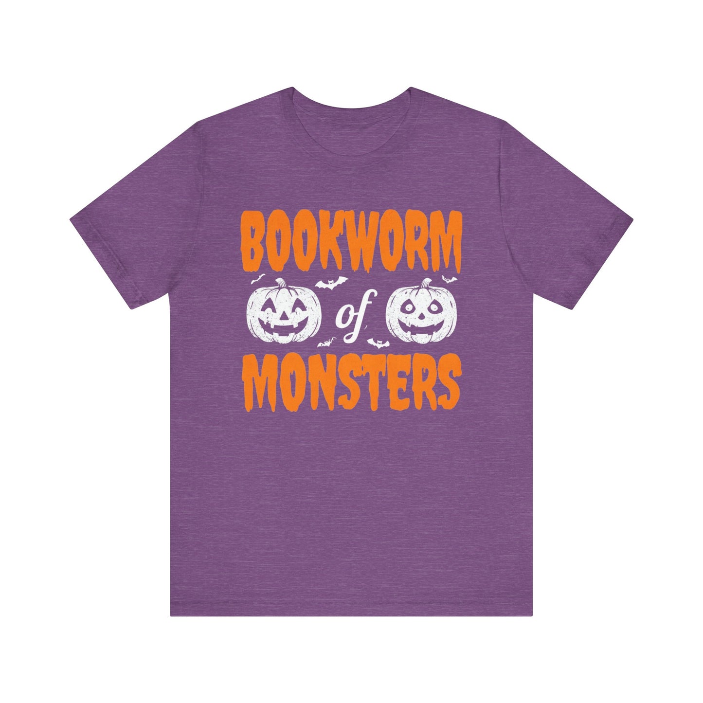 Bookworm of Monsters Halloween Tee, Reading Lover T-Shirt, Unisex Jersey Shirt, Halloween Book Shirt, Monster Lover Gift