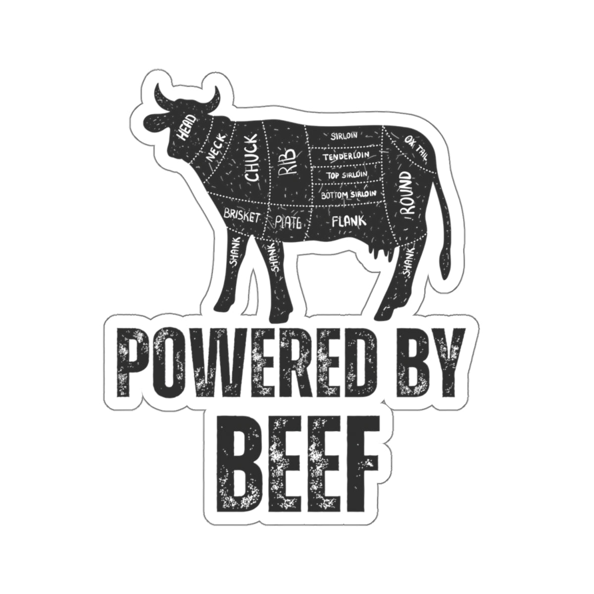 Powered by Beef Lover sticker for Meat Lovers gifts Carnivore Diet sticker for Grilling gift for BBQ Barbecue Steak Lover gift