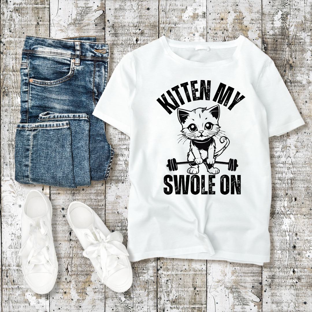 Kitten My Swole On T-shirt Cute Cat Gym Shirt for Cat Lover gift for Gym Top, Kitten My Swole On T-shirt Funny cats lifting weights