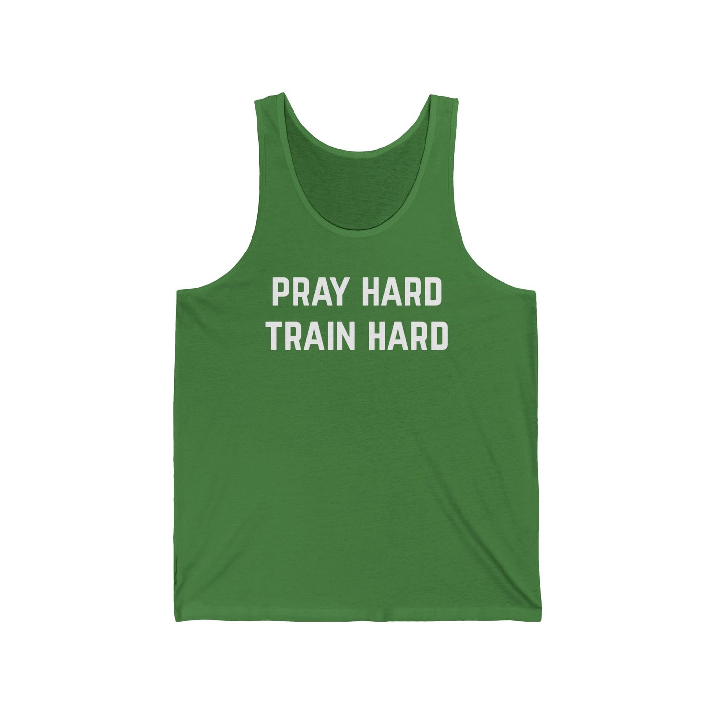 Pray Hard Train Hard Unisex Workout Tank Top, Fitness Lover Gym Rat Gift, Christian Fitness Apparel Exercise Shirts