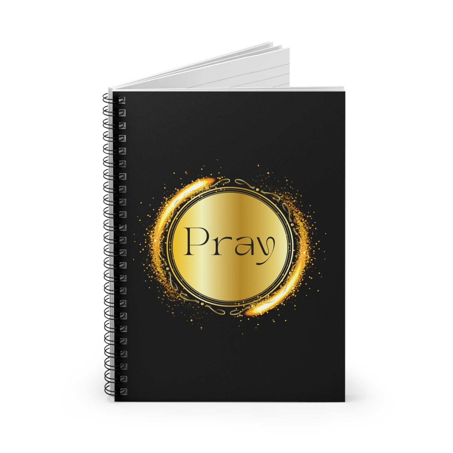 Prayer Journal - Beautiful Gold & Black Prayer Journal Pray Spiral Notebook - Ruled Line - Christian gift