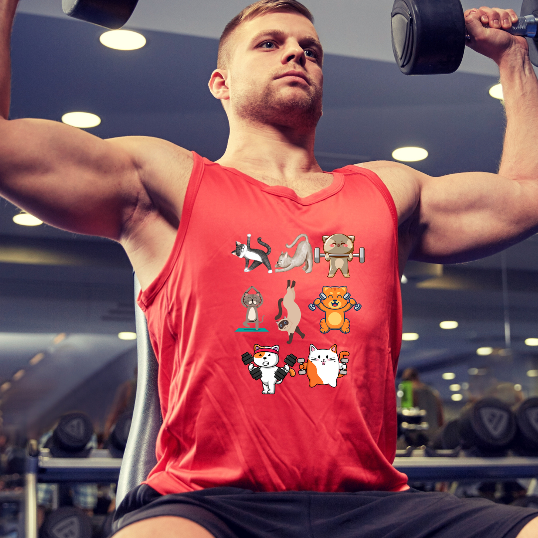 Funny Cat Tank Top for Workout Lover gift for Gym Lovers Tank Tops Cats Lifting Weights Shirt Cat Powerlifting Tank Top Cats Working Out