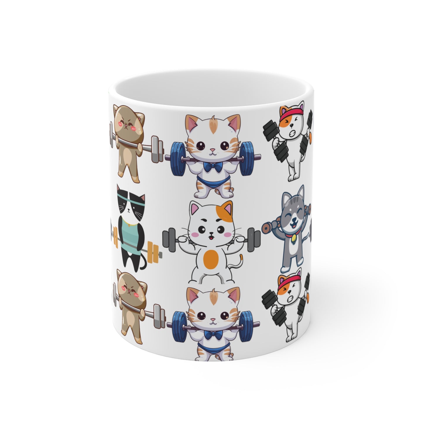 Funny Cat Gym Mug for Cat Love gift of Cute Cat Coffee Mug for Cat mom gift for Her, Cats Working out Coffee Cup 110z