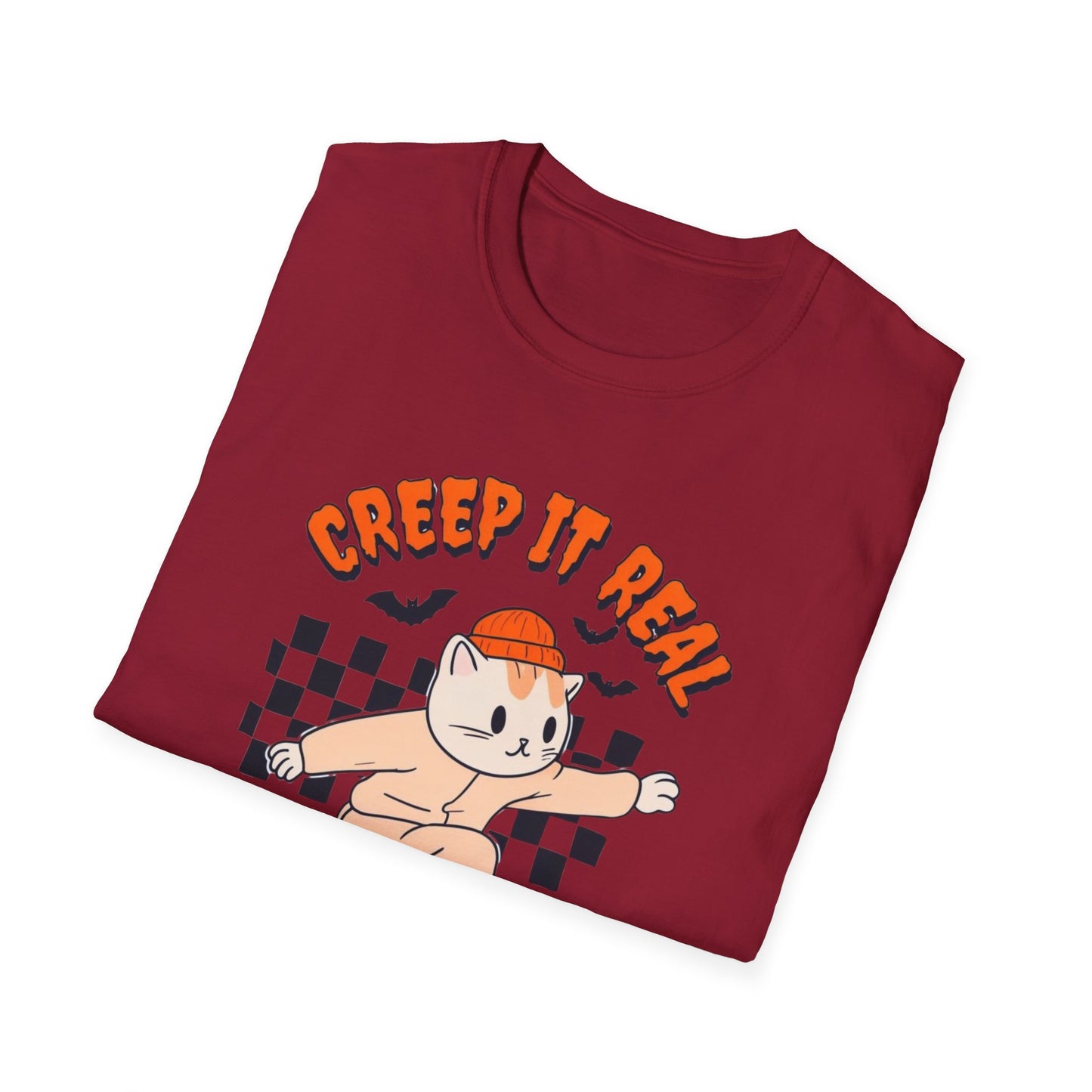 Creep It Real Tshirt Halloween T-shirt Ghost Skateboarding Shirt Halloween T Shirt for Skater gift for Cat Lover gifts Cat Halloween T-shirt