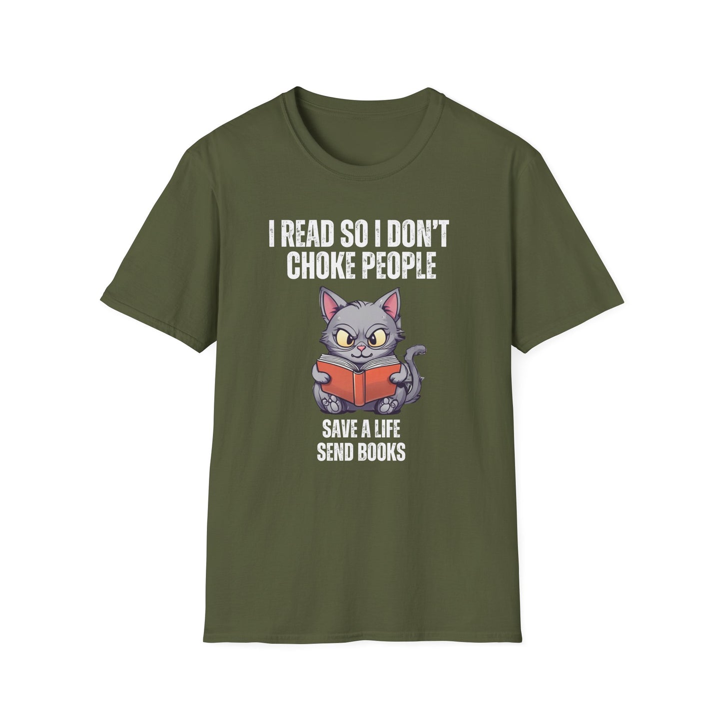 Angry Cat Reading T-shirt Funny Kitty Shirts for Reader gift Book Lover gifts for Bookish T Shirts Save A Life Send Books Book Pun T Shirt