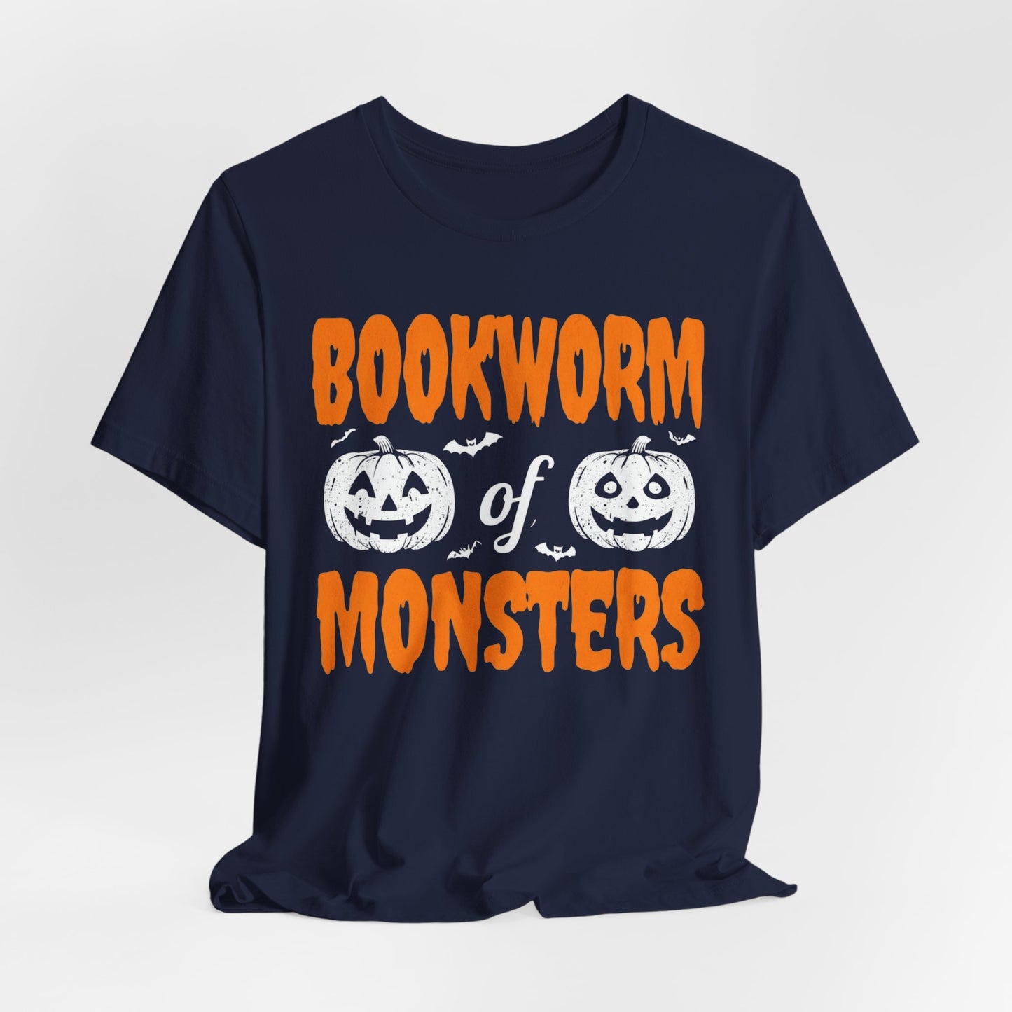 Bookworm of Monsters Halloween Tee, Reading Lover T-Shirt, Unisex Jersey Shirt, Halloween Book Shirt, Monster Lover Gift