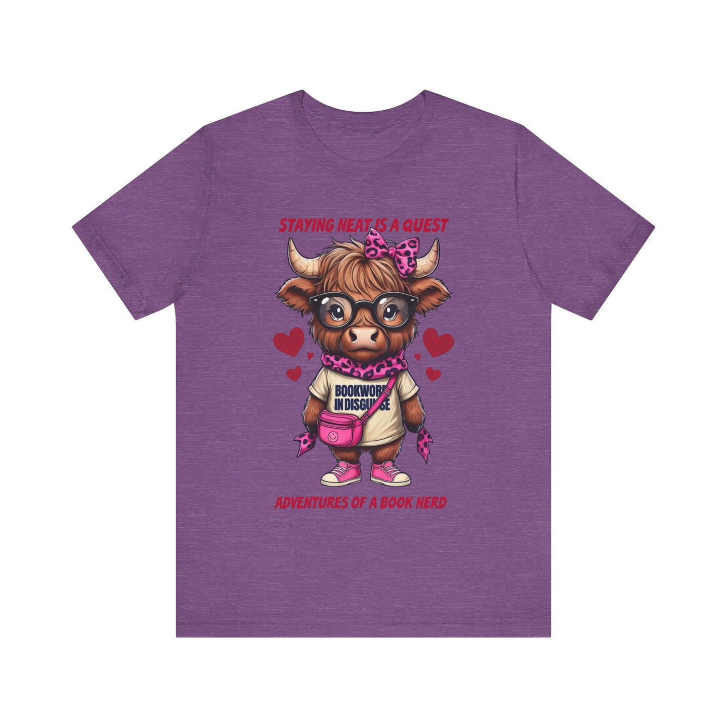Bookworm Cow Shirr Unisex Tee, Book Nerd Funny T-Shirt, Reading Lover Gift, Novelty Graphic Top, Literature Enthusiast Shirt