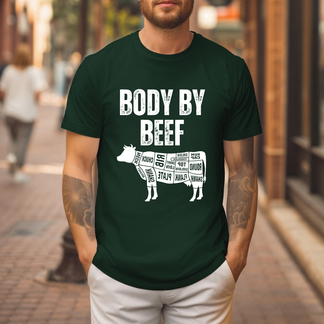 Carnivore Shirt BODY BY BEEF T Shirts Funny Meat Shirt for Carnivore Diet gift for Beef Lover T-shirt BBQ gift for Grilling T-shirts