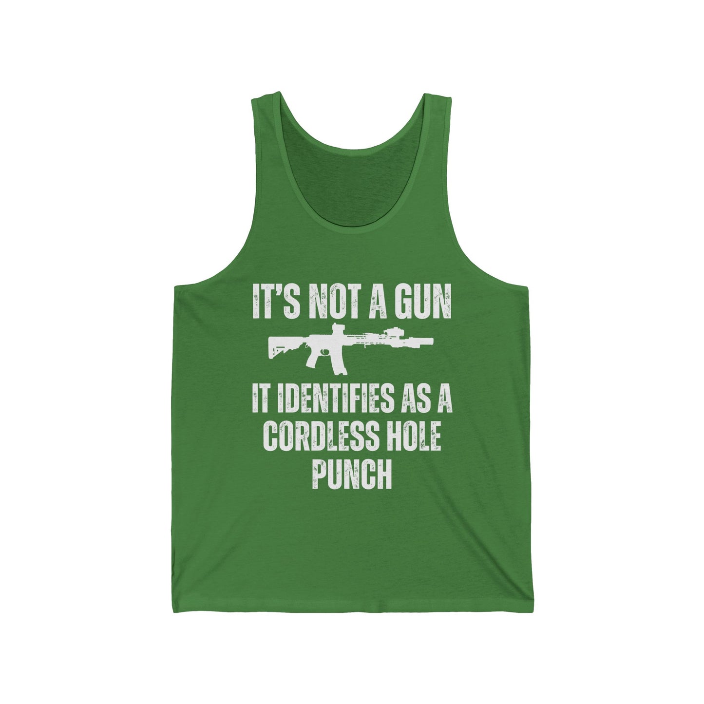 My Gun Identifies As A Cordless Hole Punch Tank Top Funny Gun Saying Shirt Pro Gun Quote Tank Tops for Mens gifts for Him gift for Dad gift